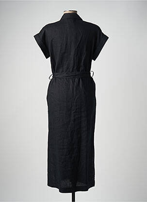 Robe longue tissage popeline manches courtes noir MARC AUREL femme