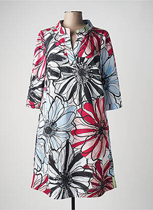 Robe mi-longue imprimé fleurs manches 3/4 rouge AIRFIELD femme