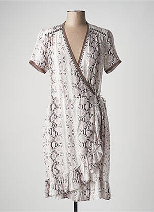 Robe mi-longue manches courtes manches courtes beige FUEGO WOMAN femme