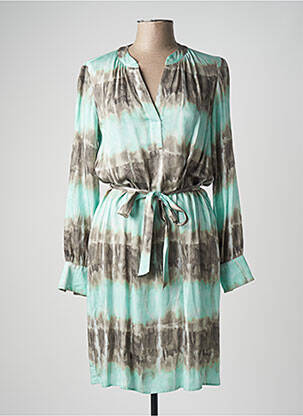 Robe mi-longue imprimé fantaisie manches longues vert MARC AUREL femme