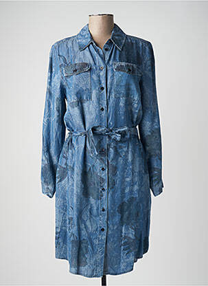 Robe mi-longue imprimé fleurs manches longues bleu FRED SABATIER femme