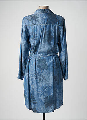 Robe mi-longue imprimé fleurs manches longues bleu FRED SABATIER femme