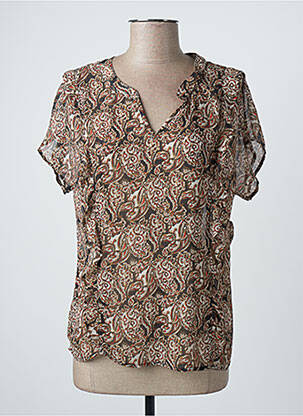 Blouse imprimé fleurs manches courtes beige MERI & ESCA femme