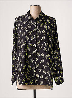 Chemisier imprimé fleurs manches longues noir SIGNE NATURE femme