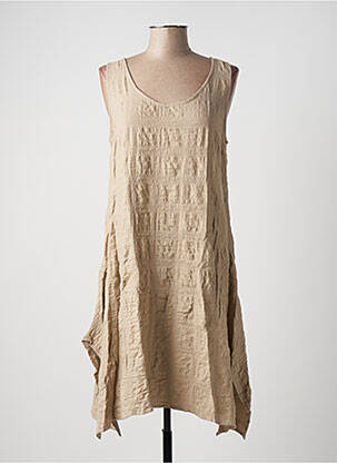 Robe mi-longue coupe évasée sans manche beige G!OZE femme