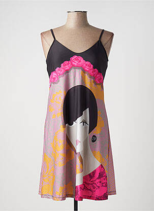 Robe courte col v fines bretelles rose VOLT DESIGN femme