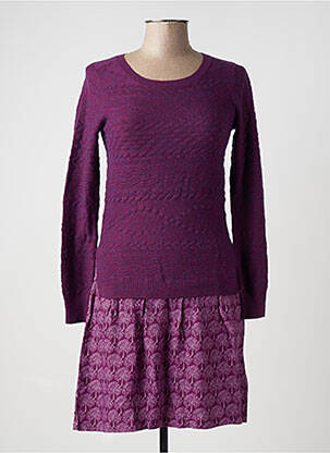 Robe courte manches longues manches longues violet WHITE STUFF femme