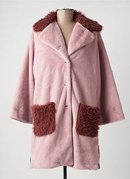 Manteau long coupe droite sans capuche rose LA STAMPA femme
