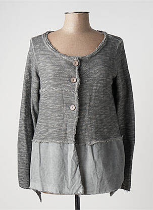 Gilet manches longues col rond gris LUUKAA femme