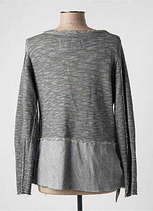 Gilet manches longues col rond gris LUUKAA femme