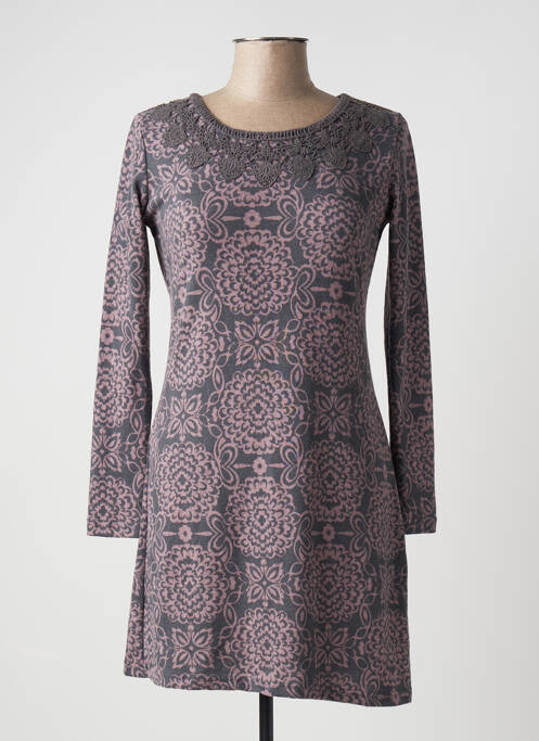 Robe courte manches longues manches longues gris LILY & ME femme