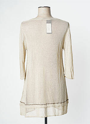 Pull tunique maille ajourée manches longues beige ELEMENTE CLEMENTE femme