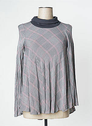 Pull col roulé stretch manches longues noir LS femme