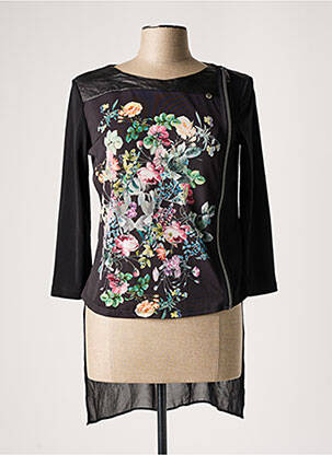 Top col rond manches 3/4 noir RINASCIMENTO femme