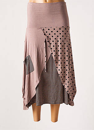 Jupe mi-longue stretch marron G!OZE femme