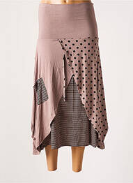 Jupe mi-longue stretch marron G!OZE femme