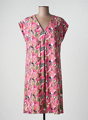 Robe mi-longue imprimé fantaisie manches courtes rose BETTY & CO femme