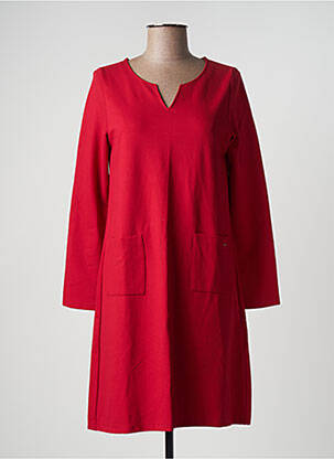 Robe mi-longue manches longues manches longues rouge MALOKA femme