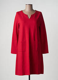 Robe mi-longue manches longues manches longues rouge MALOKA femme