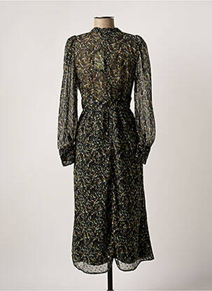 Robe mi-longue imprimé fantaisie manches longues vert LOIS femme