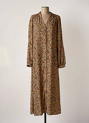 Robe longue manches longues manches longues marron KANOPE femme