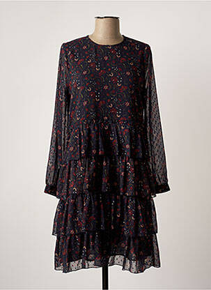 Robe mi-longue imprimé fleurs manches longues bleu LOIS femme