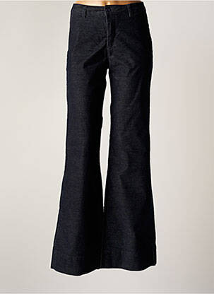 Pantalon large fermeture zippée sous rabat boutonné taille haute bleu LOIS femme