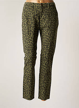 Pantalon chino fermeture zippée sous rabat boutonné taille normale vert KANOPE femme