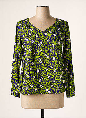 Blouse tissage popeline manches longues vert PRINCESSE NOMADE femme