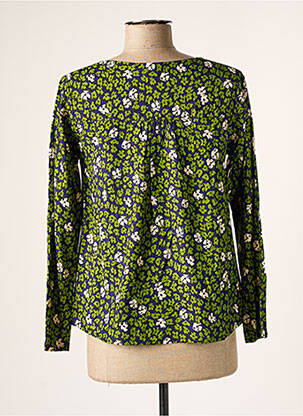 Blouse tissage popeline manches longues vert PRINCESSE NOMADE femme