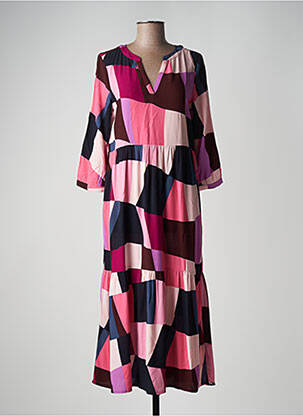 Robe longue coupe évasée manches 3/4 rose STREET ONE femme