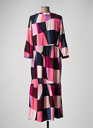 Robe longue coupe évasée manches 3/4 rose STREET ONE femme
