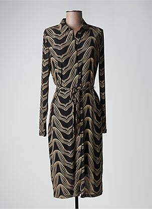 Robe mi-longue manches longues manches longues noir GEISHA femme