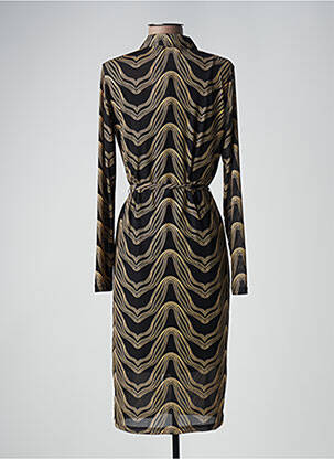 Robe mi-longue manches longues manches longues noir GEISHA femme