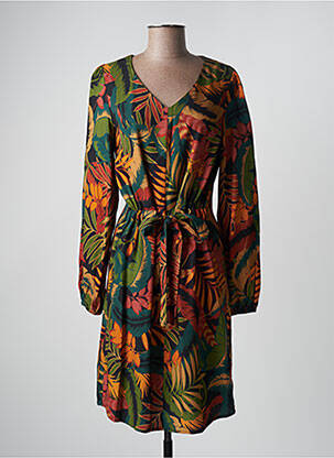 Robe mi-longue manches longues manches longues vert GEISHA femme