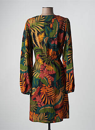 Robe mi-longue manches longues manches longues vert GEISHA femme