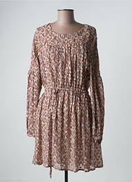 Robe courte manches longues manches longues beige NEKANE femme