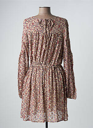 Robe courte coupe fluide manches longues beige NEKANE femme