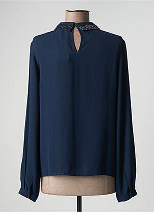 Blouse légère et transparente manches longues bleu GEISHA femme
