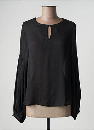Blouse légère et transparente manches longues noir NEKANE femme