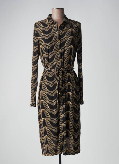 Robe mi-longue manches longues manches longues noir GEISHA femme