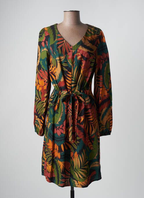Robe mi-longue manches longues manches longues vert GEISHA femme