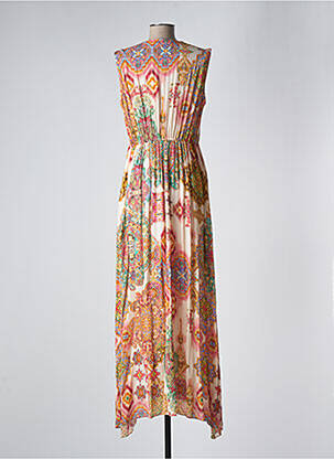 Robe longue imprimé fantaisie sans manche orange VALERIE KHALFON femme