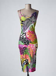 Robe mi-longue imprimé fantaisie fines bretelles rose FRACOMINA femme