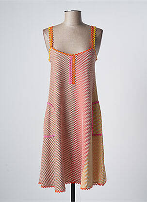 Robe mi-longue fines bretelles orange TRICOT CHIC femme