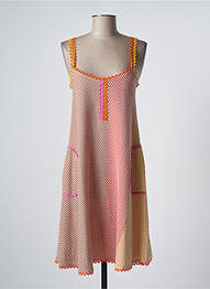 Robe mi-longue fines bretelles orange TRICOT CHIC femme