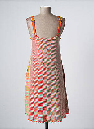 Robe mi-longue fines bretelles orange TRICOT CHIC femme