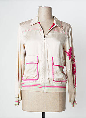 Veste casual poches beige TRICOT CHIC femme
