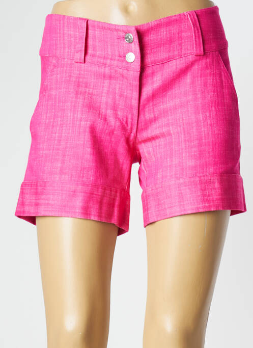 Short fermeture zippée sous rabat boutonné taille normale rose TRICOT CHIC femme