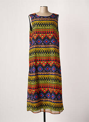 Robe longue imprimé fantaisie sans manche noir MARINA RINALDI femme